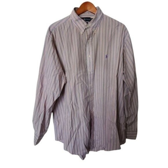 Ralph Lauren‎ XL Classic Fit Button up Shirt Purple Orange Stripe Cotton - Picture 2 of 9